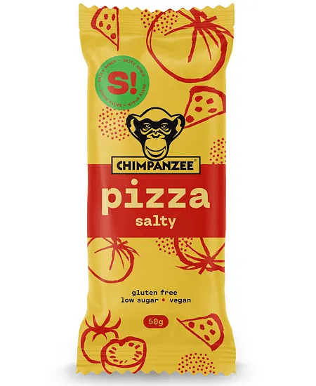 Barre CHIMPANZEE Salty sans gluten et riche en fibres, idéale pour compléter l’apport en énergie et en protéines de manière savoureuse et équilibrée.