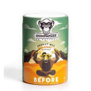 Chimpanzee Energy Shake, mélange de céréales riche en fibres et vitamines, conçu pour soutenir la performance physique tout en contribuant au maintien d’un taux de cholestérol sain.