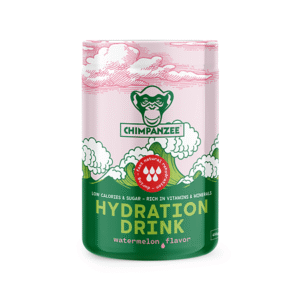 Boisson ionique Chimpanzee Hydration, pauvre en sucre et en calories, riche en minéraux et vitamines, idéale pour une réhydratation rapide lors d’efforts jusqu’à 1 heure ou de journées intenses.